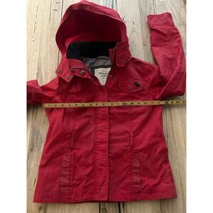 Abercrombie & Fitch British Millerain Waxed Jacket Womens Small Red Utility